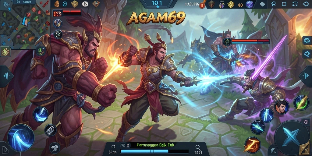 Gameplay seru AGAM69 dalam pertarungan MOBA.