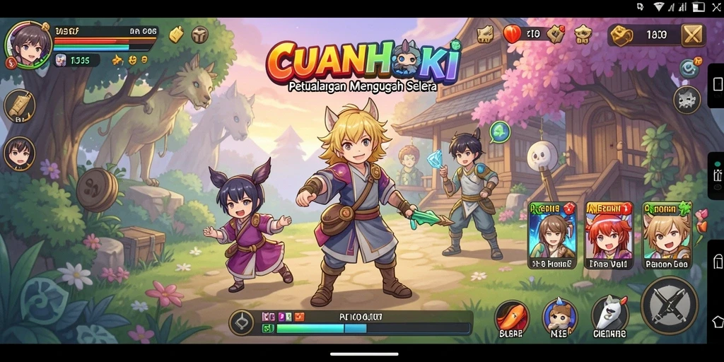 Screenshot CUANHOKI menampilkan aksi pertarungan yang seru dalam dunia anime.