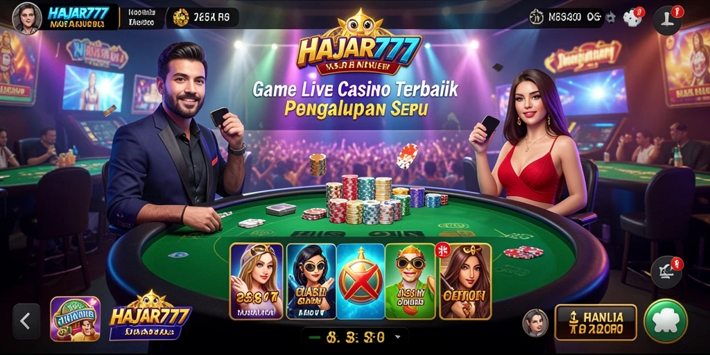 Tampilan permainan Live Casino yang mendebarkan di HAJAR777.