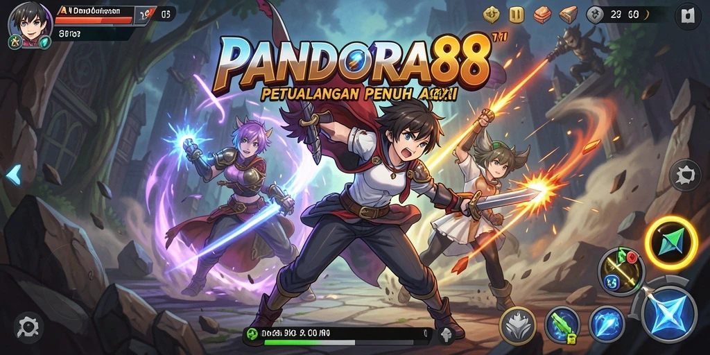 Screenshot permainan PANDORA88 yang menampilkan aksi karakter Anime.
