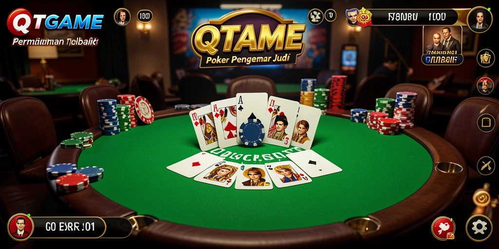Tampilan gameplay QTGAME yang mendebarkan dalam permainan Poker.