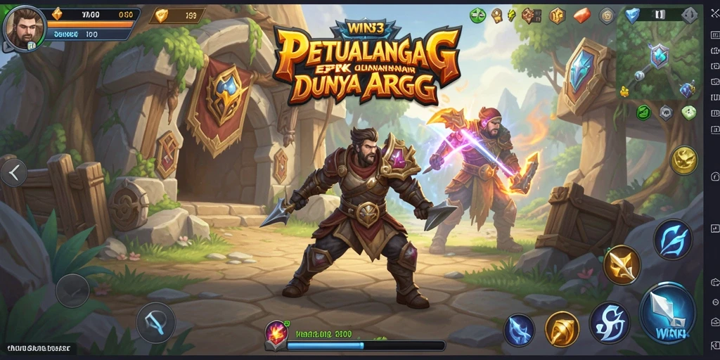 Tangkapan layar gameplay <strong>WIN33</strong> yang menampilkan aksi pertarungan epik dan eksplorasi dunia.