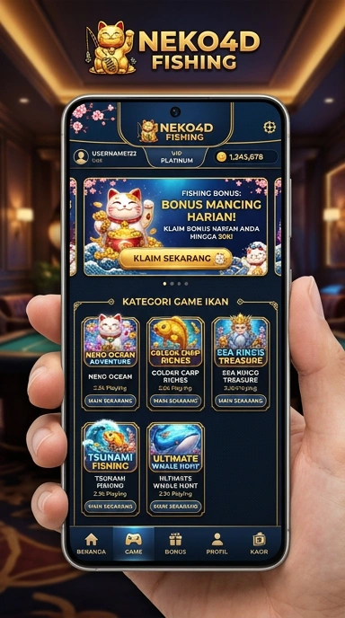 Tampilan antarmuka pengguna yang menarik di aplikasi neko4d.